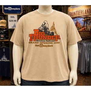 DisneyWorld Vault Collection Big Thunder Mountain Railroad 1980 T-Shirt XXL Tan